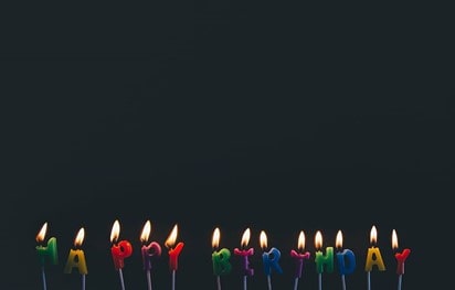 Candles spelling out happy birthday