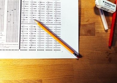 scantron sheet and pencil