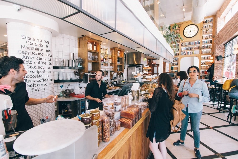 Women standing in a coffee shop in Tel Aviv