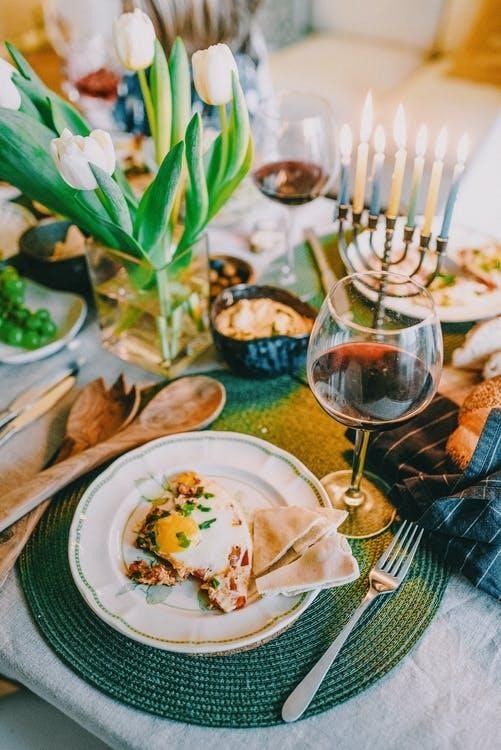 A traditional Hanukah meal on the table