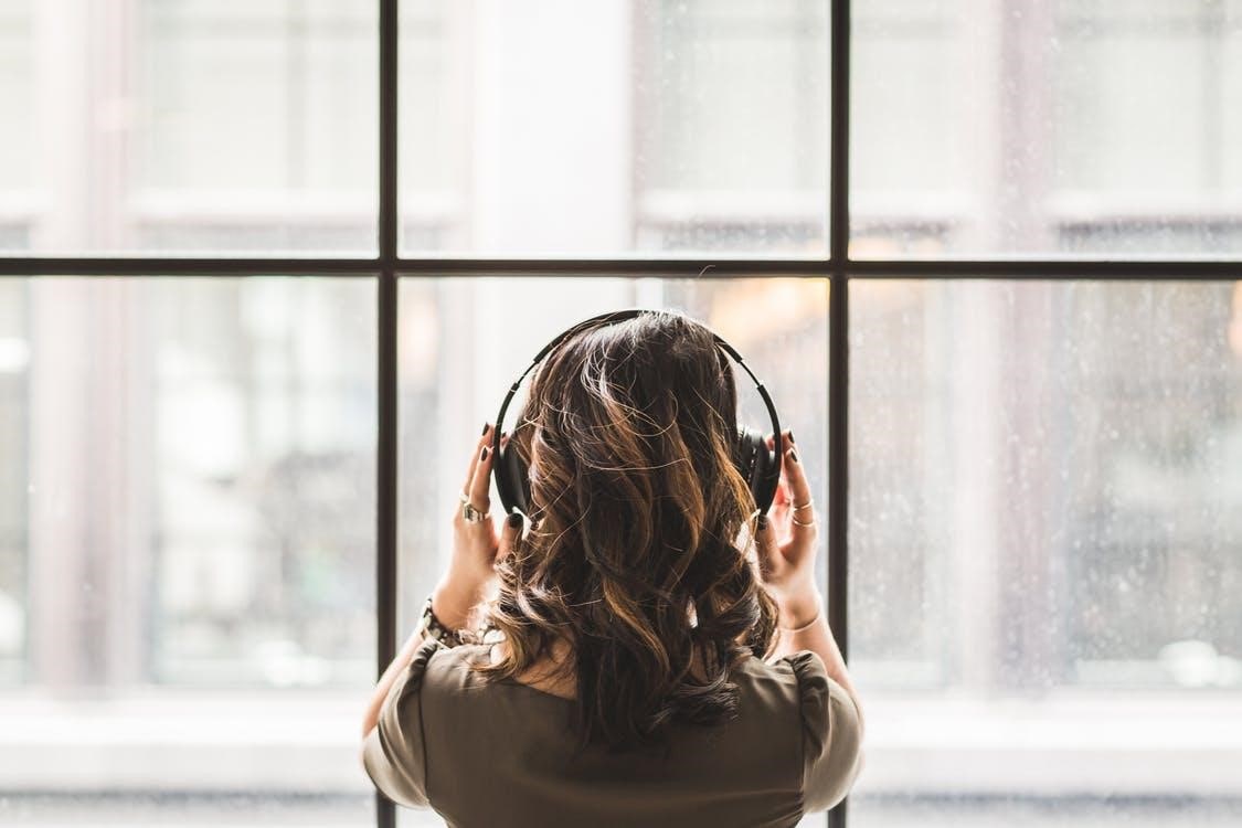 Woman listening to songs