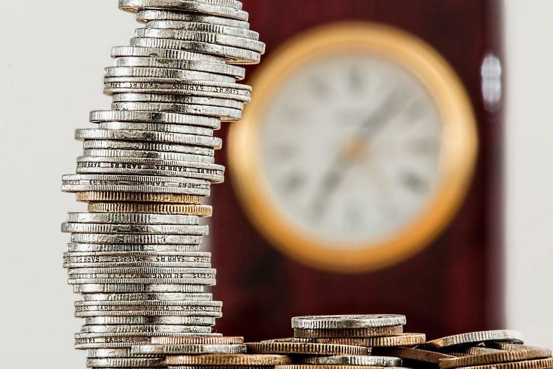 a stack of coins on a table