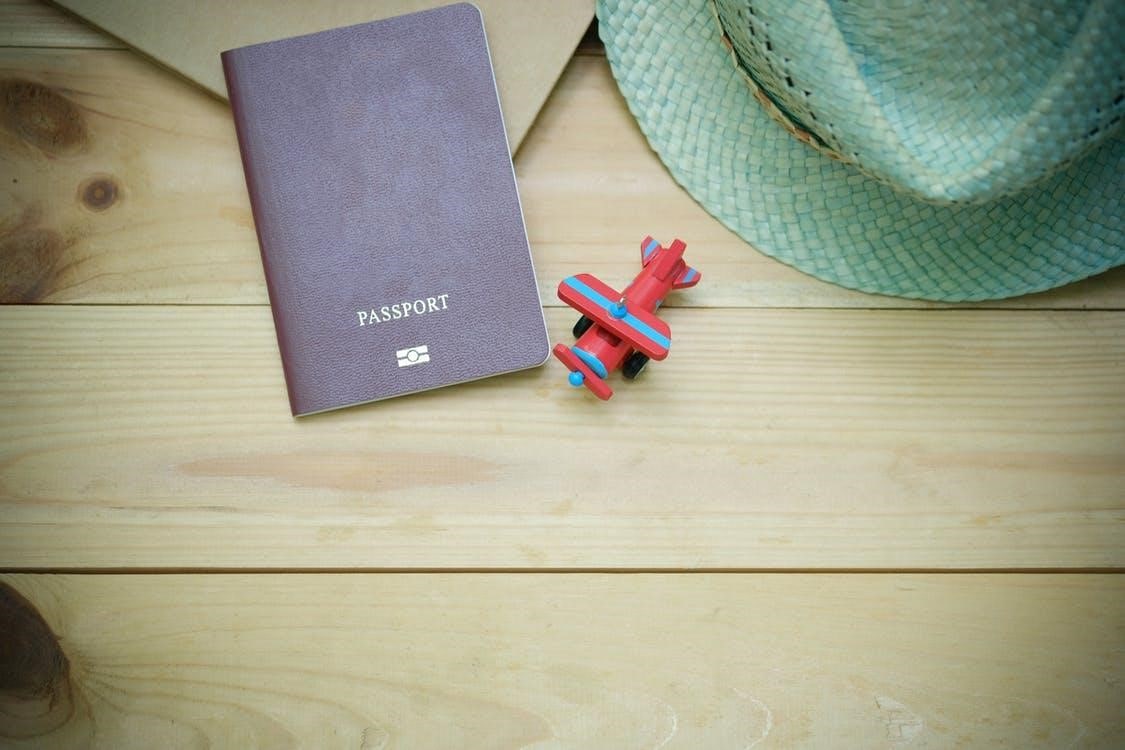 brown passport on a table