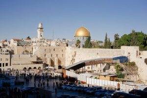 people gathered at a religious place in Israel