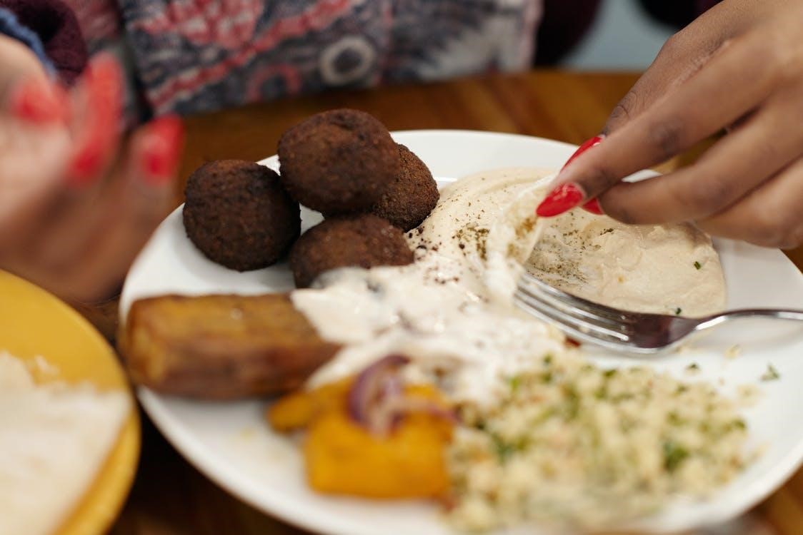 falafel and hummus on a plate